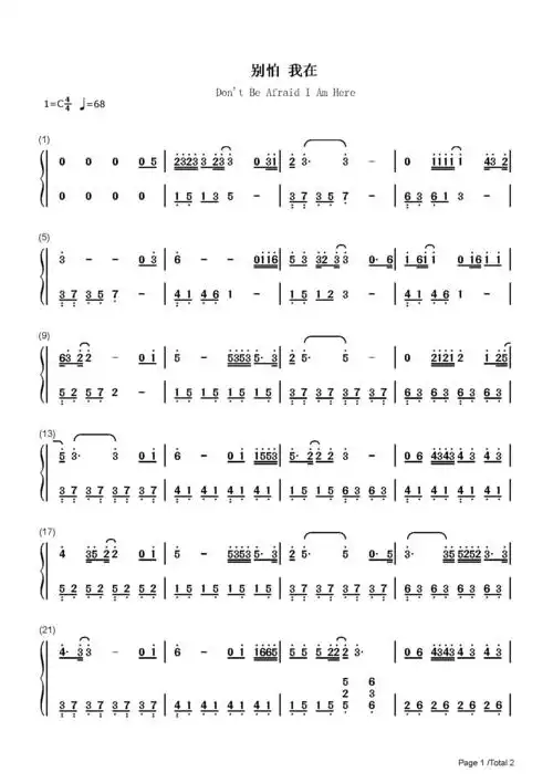 别怕我在隔壁老樊c调流行钢琴简谱