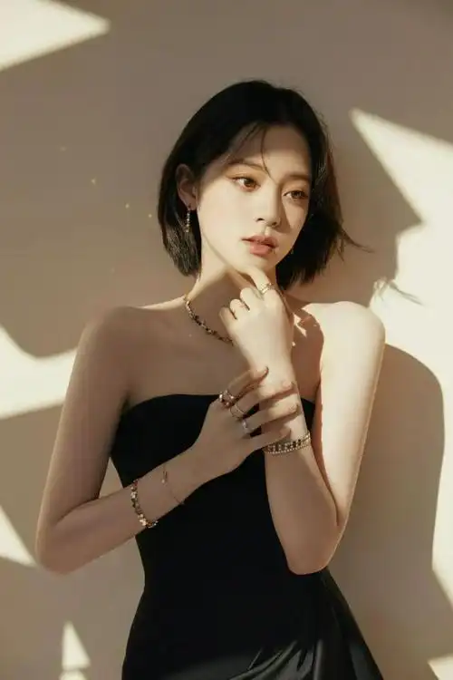 欧阳娜娜穿黑色抹胸短裙秀事业线21岁小露性感