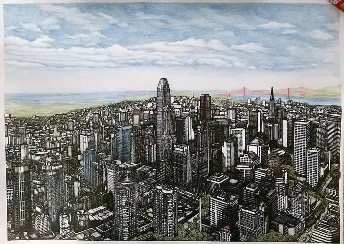 旧金山城市风景手绘|纯艺术|绘画|flywen城市手绘 - 原创作品 - 站酷