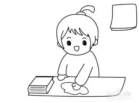 幼儿中班孩子擦桌子简笔画