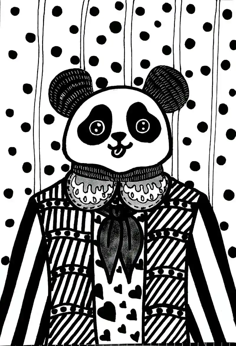 熊猫#线描 #创意美术 #一起学画画 #画画教程  - 抖音