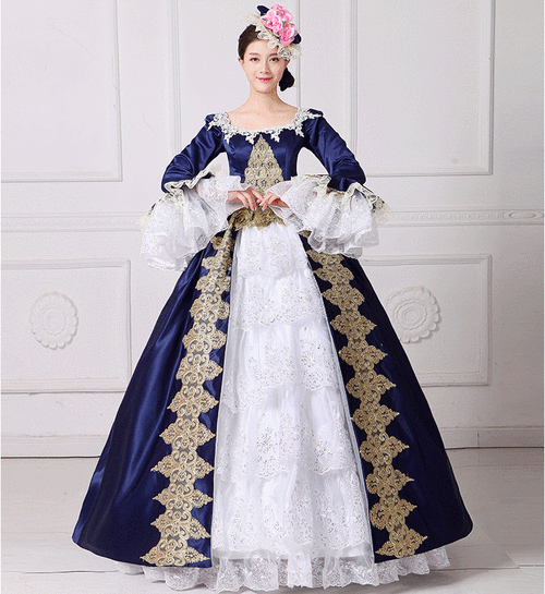 欧美复古演出宫廷礼服欧洲中世纪法式长裙公主舞蹈话剧茶会连衣裙