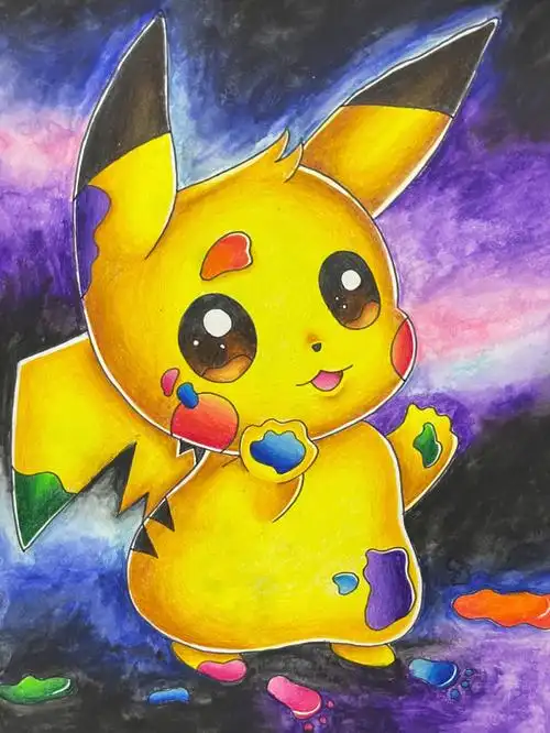 皮卡丘色铅笔渲染手绘附线稿