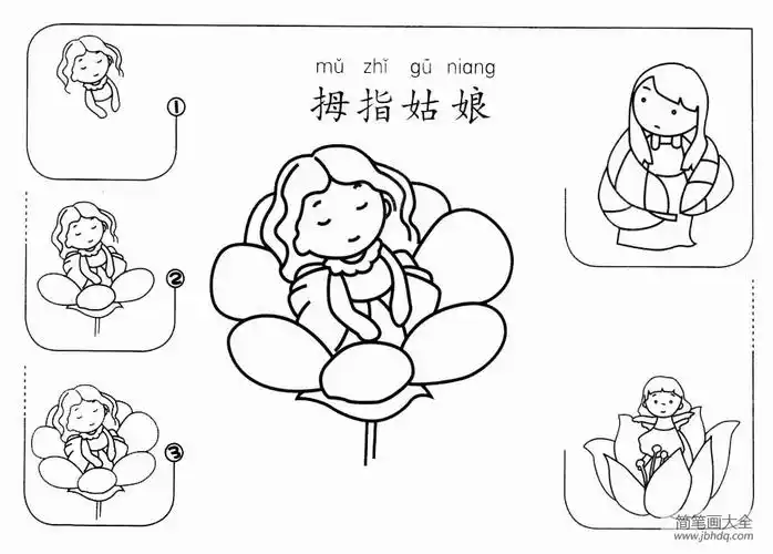 拇指姑娘怎么画_动漫人物简笔画-简笔画大全