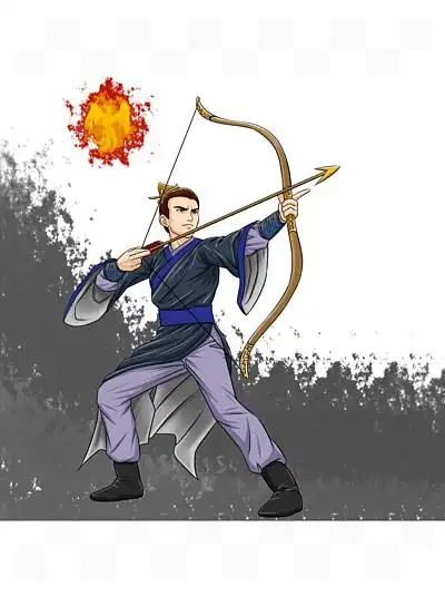 复古古代中国水墨风烈日 i>下 /i>射箭