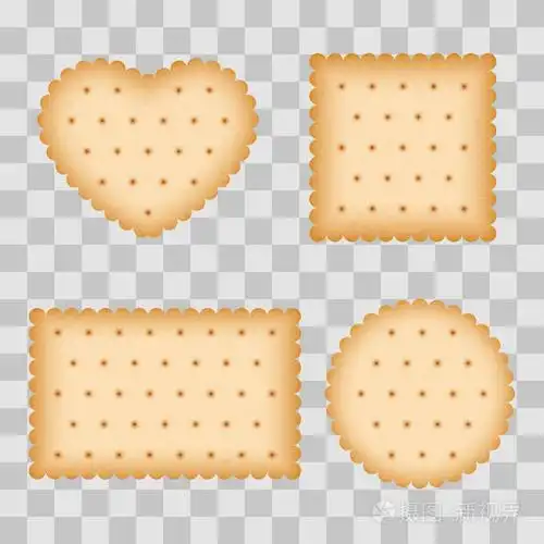 卡通饼干, 吃糕点, 早餐饼干在透明的背景下隔离.矢量插图