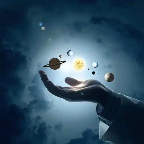 关键词:星球球体星系地球月球太空手势手上的宇宙未来科技科幻插画