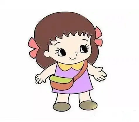 小女孩简笔画图片背着书包上学小女孩怎么画涂颜色