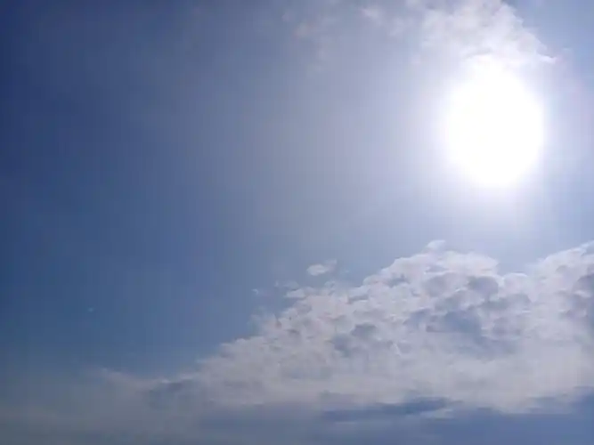 天气很好,心情更好.抬头看天,天空很美.