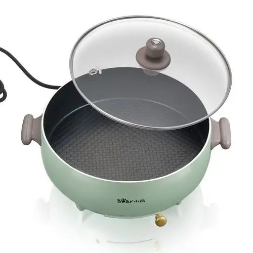 小熊电火锅家用小型多功能一体式插电炒菜炒锅宿舍电热煮锅煎涮锅