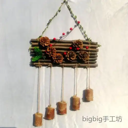 批发干花松果干树枝手工麻绳挂件圣诞节幼儿园装饰红果拍摄道具批