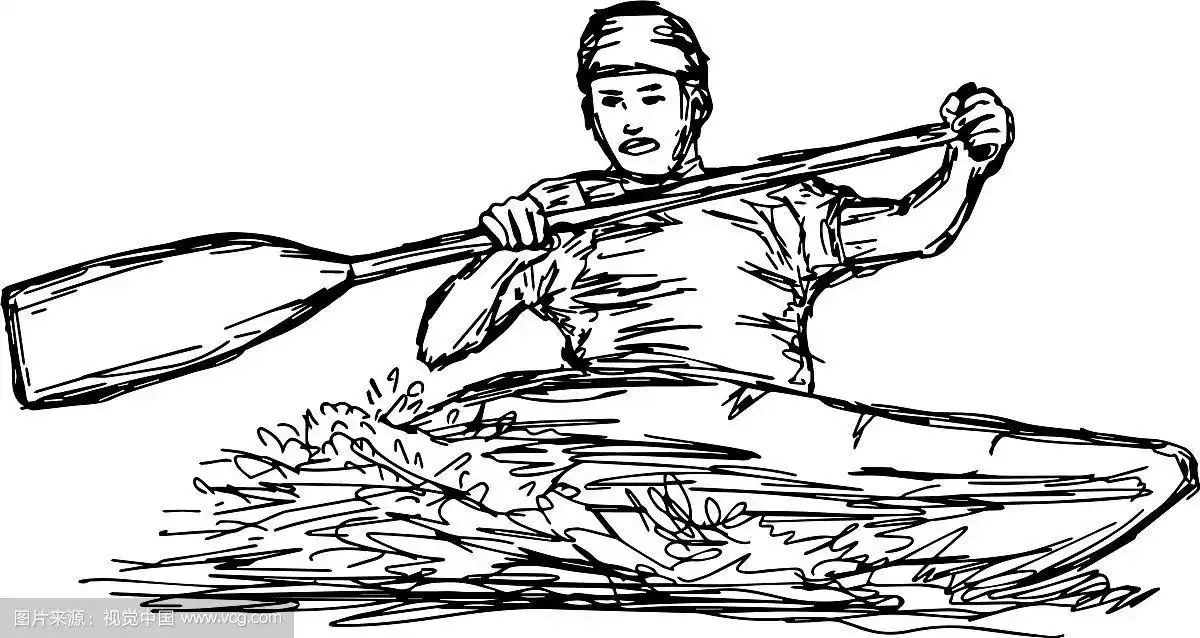 皮划艇激流回旋选手-手绘手