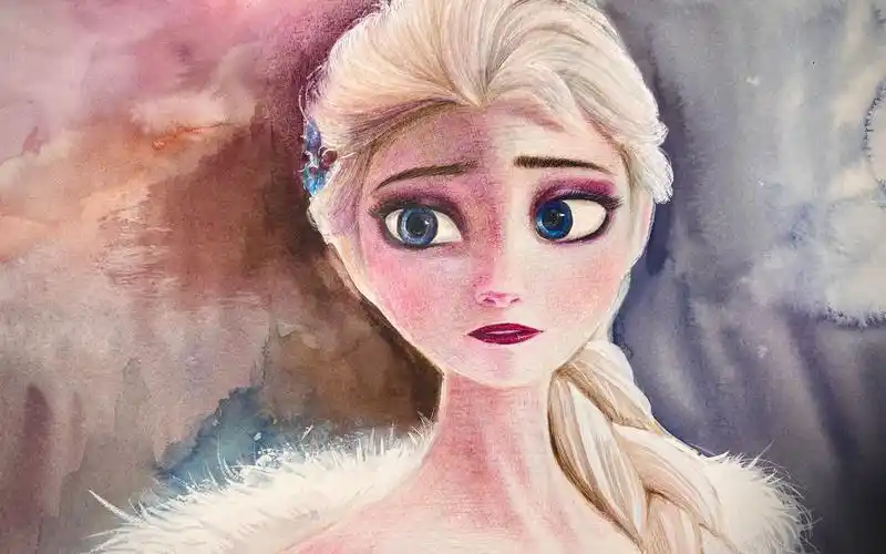 活动作品有芽酱冰雪奇缘艾莎彩铅手绘