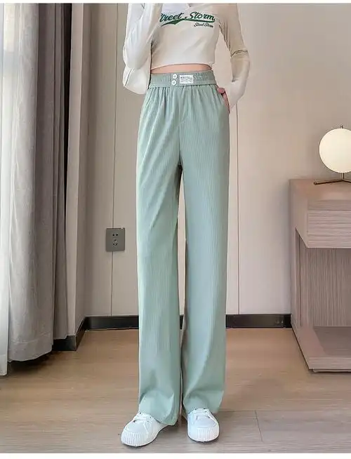 窄版阔腿裤女春秋夏季薄款高腰垂感新款休闲直筒女裤子 - 17网