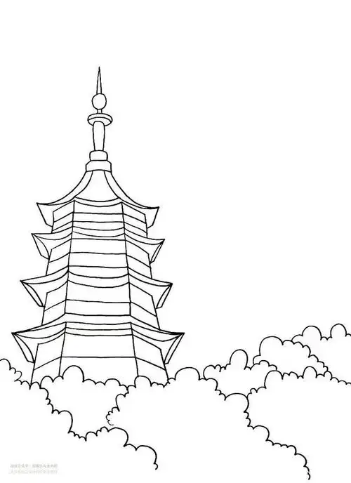 儿童画教程探寻中国传统古建筑巍然屹立的古塔
