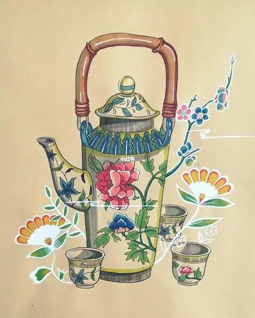手绘茶壶