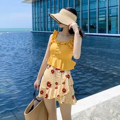 泳衣女裙式分体韩版ins遮肚显瘦超仙学生少女可爱聚拢温泉游泳装