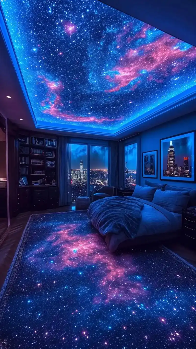 光纤彩绘星空顶天花板装修设计.