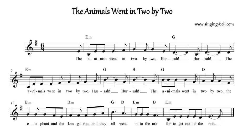 the animals went in two by two