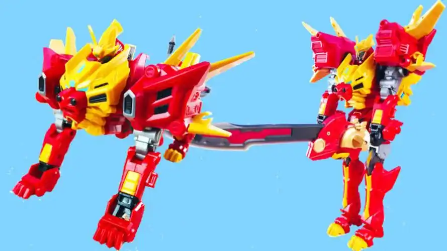 钢铁飞龙3 山海神兽爆炎狮王变形动物形态玩具!