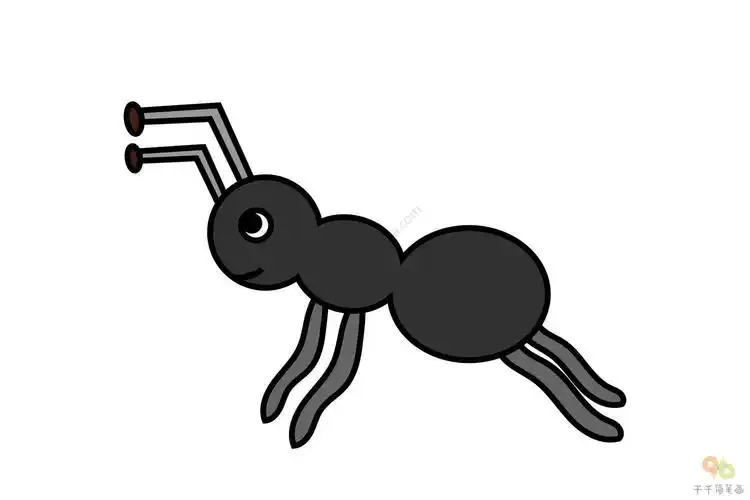 7,最后为蚂蚁涂上颜色,简笔画蚂蚁的画法,蚂蚁儿童画,蚂蚁的简笔画