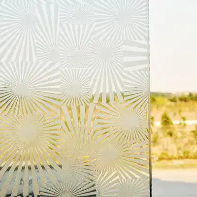 发散花静电无胶玻璃贴纸磨砂玻璃贴膜 浴室窗户玻璃贴花处理价!