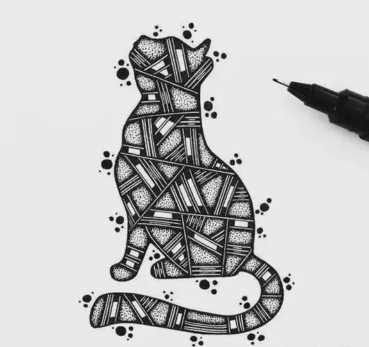 厉害了线描也疯狂动物黑白装饰画合辑