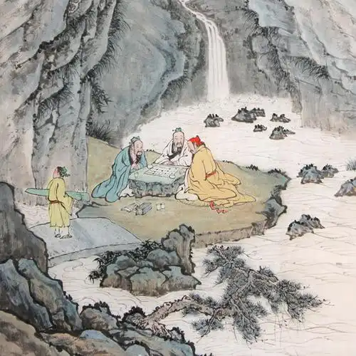 郑季有《松下对弈图》中国艺术名家协会理事 深德艺术