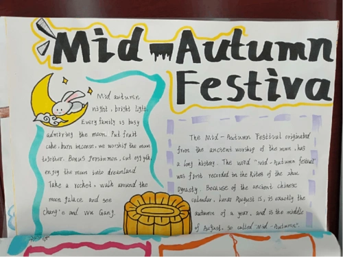 英语手抄报特色作业既让学生掌握了英语知识,又了解了传统节日中秋节