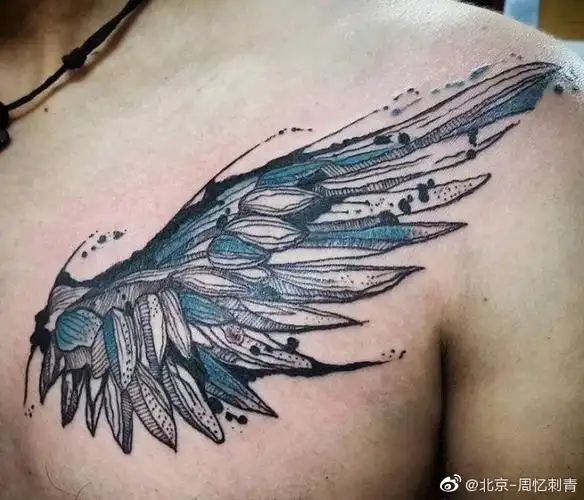 纹身作品推荐分享翼纹身图案是飞行的象征和自由翱翔,不是所有的翅膀