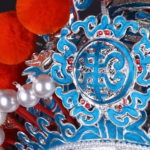 尖顶戏曲京剧头盔顶帅武生武将帽子将军岳飞古典舞配饰