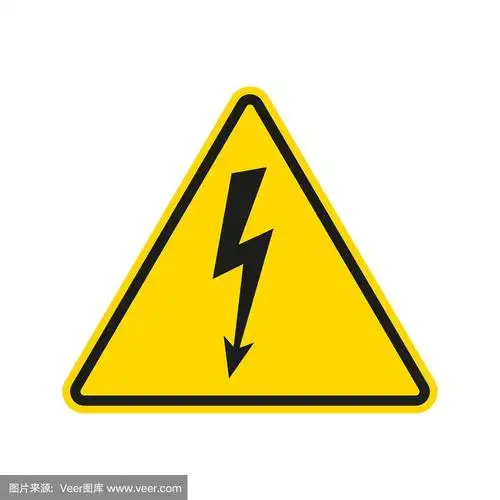 带有闪电或雷电图标的电气危险标志.高电压信号.警告和危险标志.