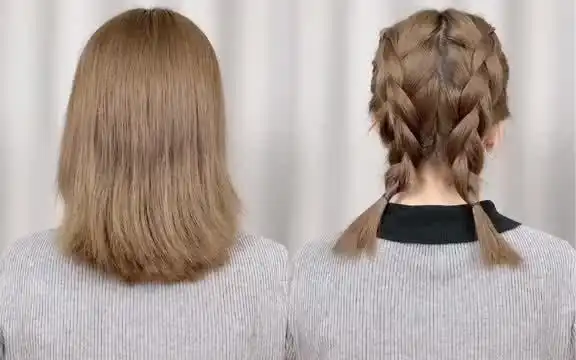 短发双马尾编发教程,适合所有场合哦