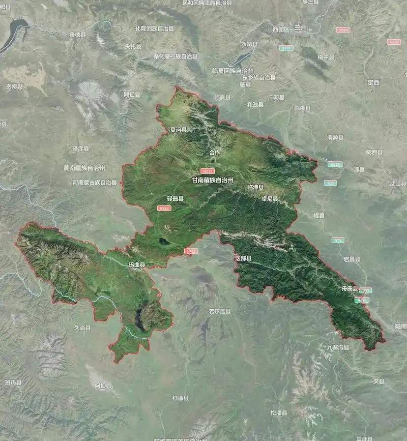 地理百科 区县市地图轮廓.甘南藏族自治州,甘肃省辖自治州,黄 - 抖音