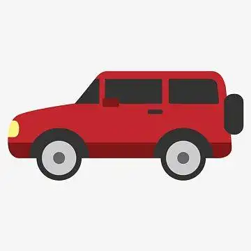 卡通红色吉普车扁平插画