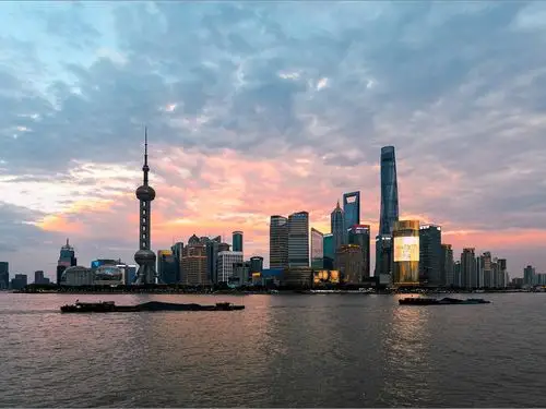 壁纸 上海都市风景,摩天大楼,塔,河,黄昏,中国 2560x1440 qhd 高清
