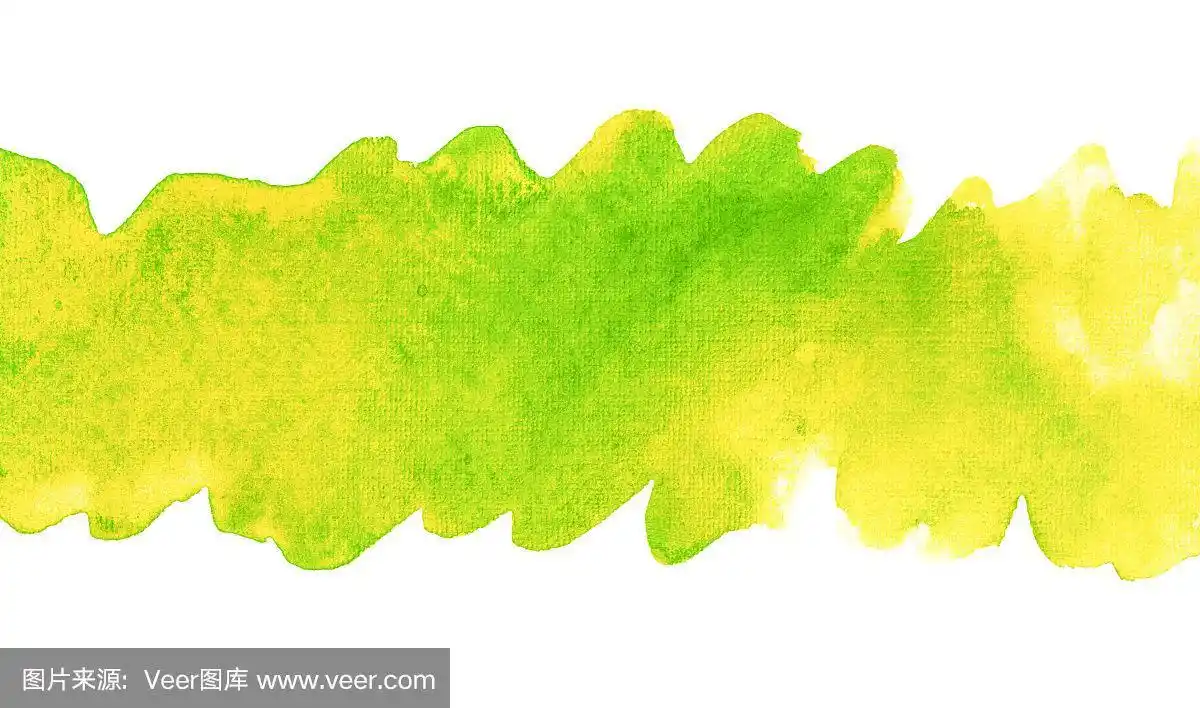 纹理水彩背景.条纹叶片的设计是黄绿色.