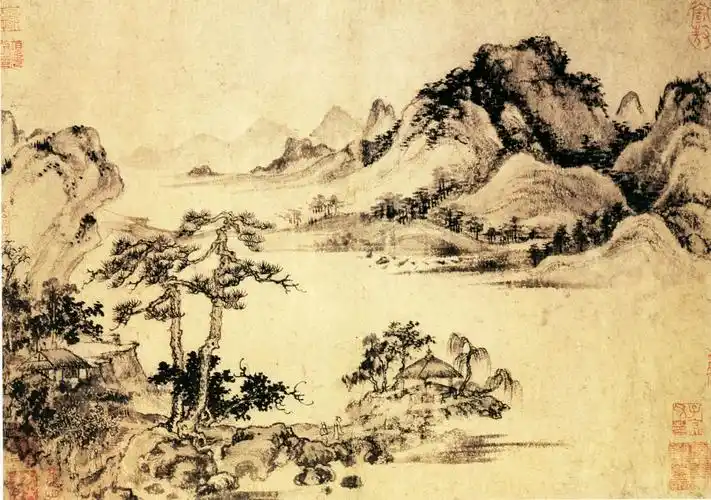 元代绘画 王蒙 溪山风雨图(之一,二)|王蒙