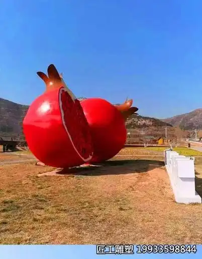 玻璃钢景观超大红石榴籽雕塑 水果形象造型雕塑