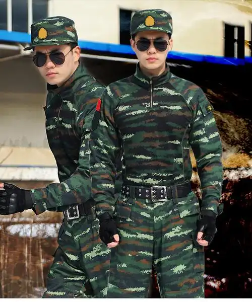 意设新式虎斑迷彩夏季军训cs作战服套装作战训练服男士耐磨虎斑套装