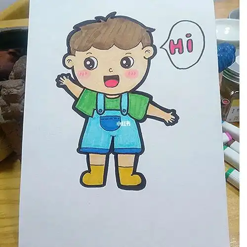 儿童简笔画人物练习打招呼