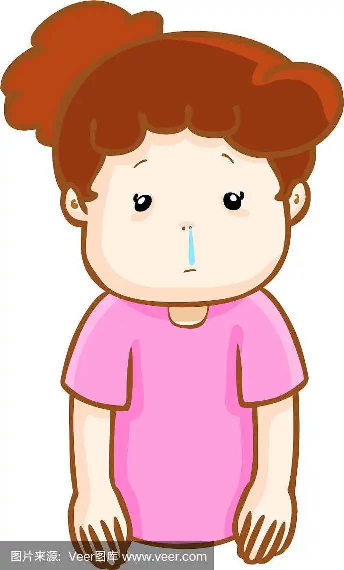 生病的女人流鼻涕的卡通