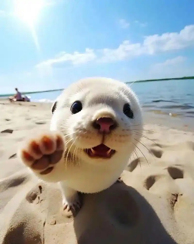 动物是很有灵性的,可爱的小海豹