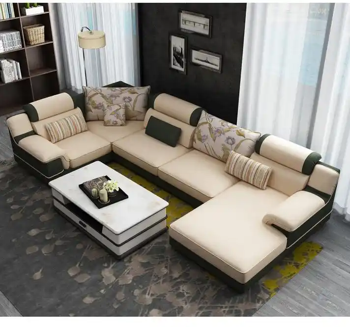 u型布艺沙发组合免洗布现代简约乳胶沙发客厅整装