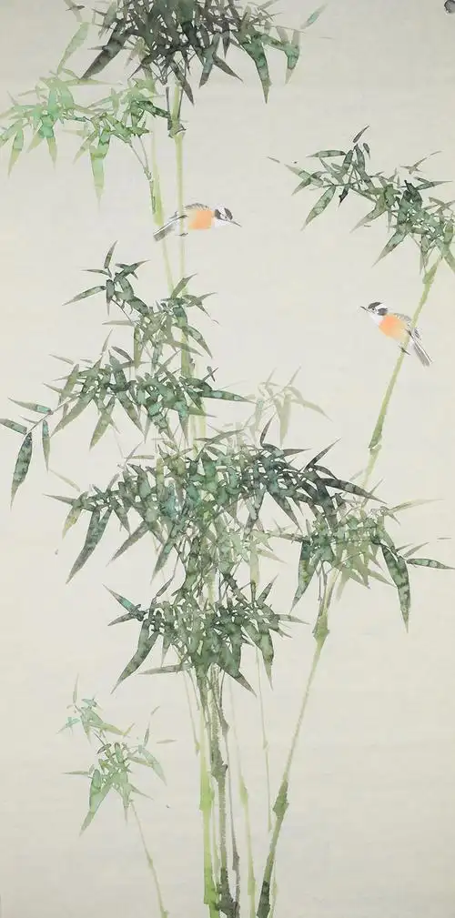 许老师1现代作家写意画四尺竹子