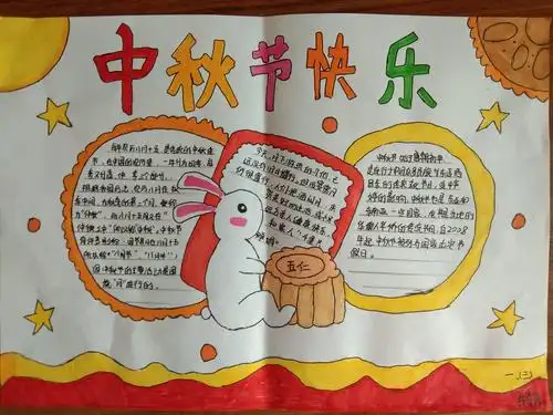 邱家店镇实验中学初二级部"庆中秋"手抄报活动