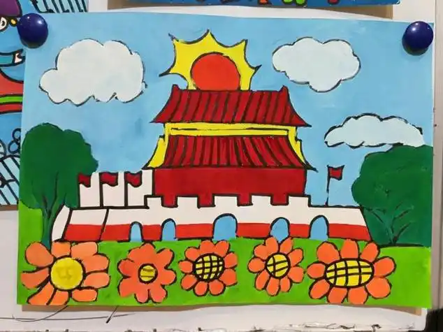 国庆节简笔画《天安门广场》~有关天安门简笔画彩色的内容就分享到