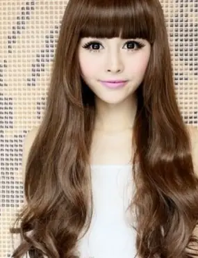 韩式中长卷发发型 齐刘海大卷成经典淑女风_气质_女生_感觉