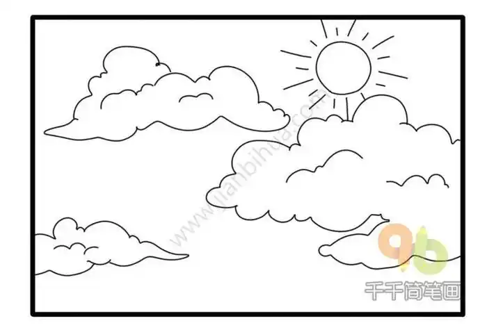 傍晚天空简笔画