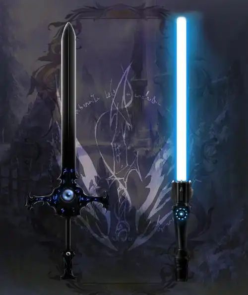 设计想法:第一把是冷兵器,一把长剑,但却流转着蓝色符文,目的是让它